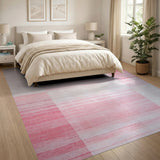 Blush Pink Striped Geometric Area Rug