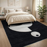 Abstract Yin-Yang Black White Geometric Rug