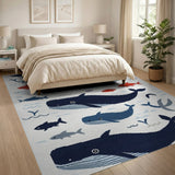 Playful Cartoon Whale Ocean Rug