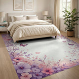 Pink Floral Butterfly Arch Area Rug