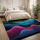 Vibrant Rainbow Wave Mountains Area Rug