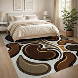 Brown Tan Abstract Organic Shapes Area Rug