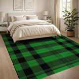 Green Black Plaid Check Area Rug