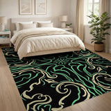 Intricate Green Vine Persian Area Rug