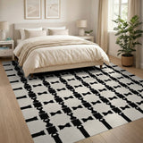 Black Bowtie Grid Geometric Area Rug