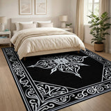 Ornate Black White Mandala Area Rug