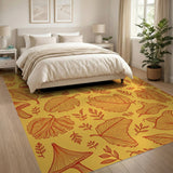 Autumn Leaves Mushroom Orange Pattern Rug