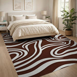 Wavy Brown Abstract Area Rug
