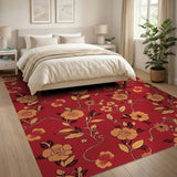 Floral Vintage Vintage Red Rose Floral Area Rug