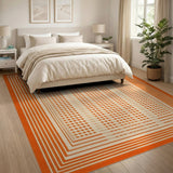 Orange Vibrant Orange Diamond Grid Area Rug