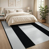 Bold Black and White Vertical Stripe Rug