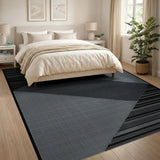 Geometric Black Grey Abstract Area Rug