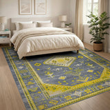 Grey Yellow Heritage Tribal Area Rug