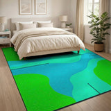 Teal and Green Abstract Wave Area Rug