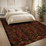 Intricate Orange Persian Floral Area Rug