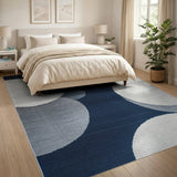 Navy Blue Overlapping Circle Abstract Area Rug
