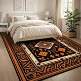 Orange Bold Orange Black Southwestern Geometric Rug