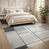 Geometric Modern Modern Geometric Grid Black White Area Rug