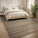 Brown Tan Horizontal Striped Woven Area Rug