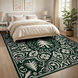 Ornate Evergreen Tree Floral Area Rug