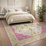 Ornate Pink Gold Persian Area Rug