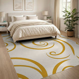 Gold and Silver Abstract Area Golden Swirl Abstract Area Rug