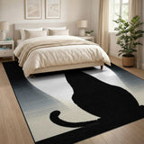 Mystical Black Cat Moon Silhouette Rug