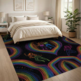 Vibrant Rainbow Dancers Area Rug