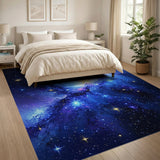 Cosmic Galaxy Nebula Area Rug with Golden Stars