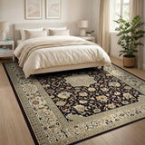 Navy Persian Floral Medallion Multi-color and Patterns Area Rug
