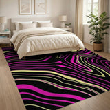 Bold Pink Yellow Wave Abstract Area Rug