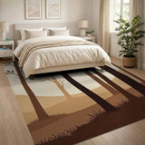 Layered Forest Silhouette Brown Tan Rug