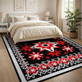 Red Bold Red Star Geometric Area Rug