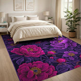 Lush Purple Peony Floral Area Rug