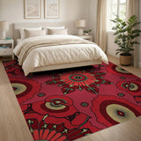 Bold Red Floral Mandala Area Rug