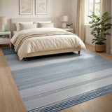 Navy Blue Horizontal Striped Woven Area Rug