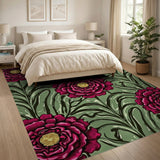 Pink Peony Gold Center Floral Vintage Rug