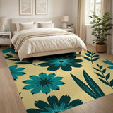Teal Floral Vintage Area Rug