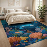Vibrant Dolphin Coral Reef Ocean Rug