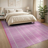 Pink Dot Grid Geometric Area Rug