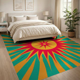 Multi-color and Patterns Bold Sunburst Geometric Area Rug