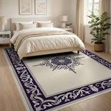 Elegant Purple Floral Medallion Rug