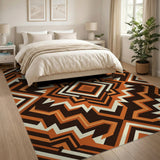 Orange Bold Orange Geometric Zigzag Area Rug