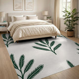 Green Green Fern Leaf Pattern Area Rug
