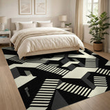 Black White Geometric Infinite Stairs Area Rug