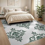 Elegant Green Damask Floral Floral Vintage Area Rug