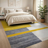 Bold Yellow Block Geometric Area Rug