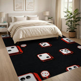 Red Dice Pattern Geometric Area Rug
