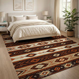 Southwestern Brown and Tan Southwestern Geometric Brown Tan Area Rug