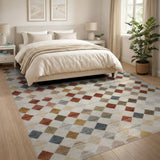 Multi-color and Patterns Neutral Geometric Diamond Area Rug